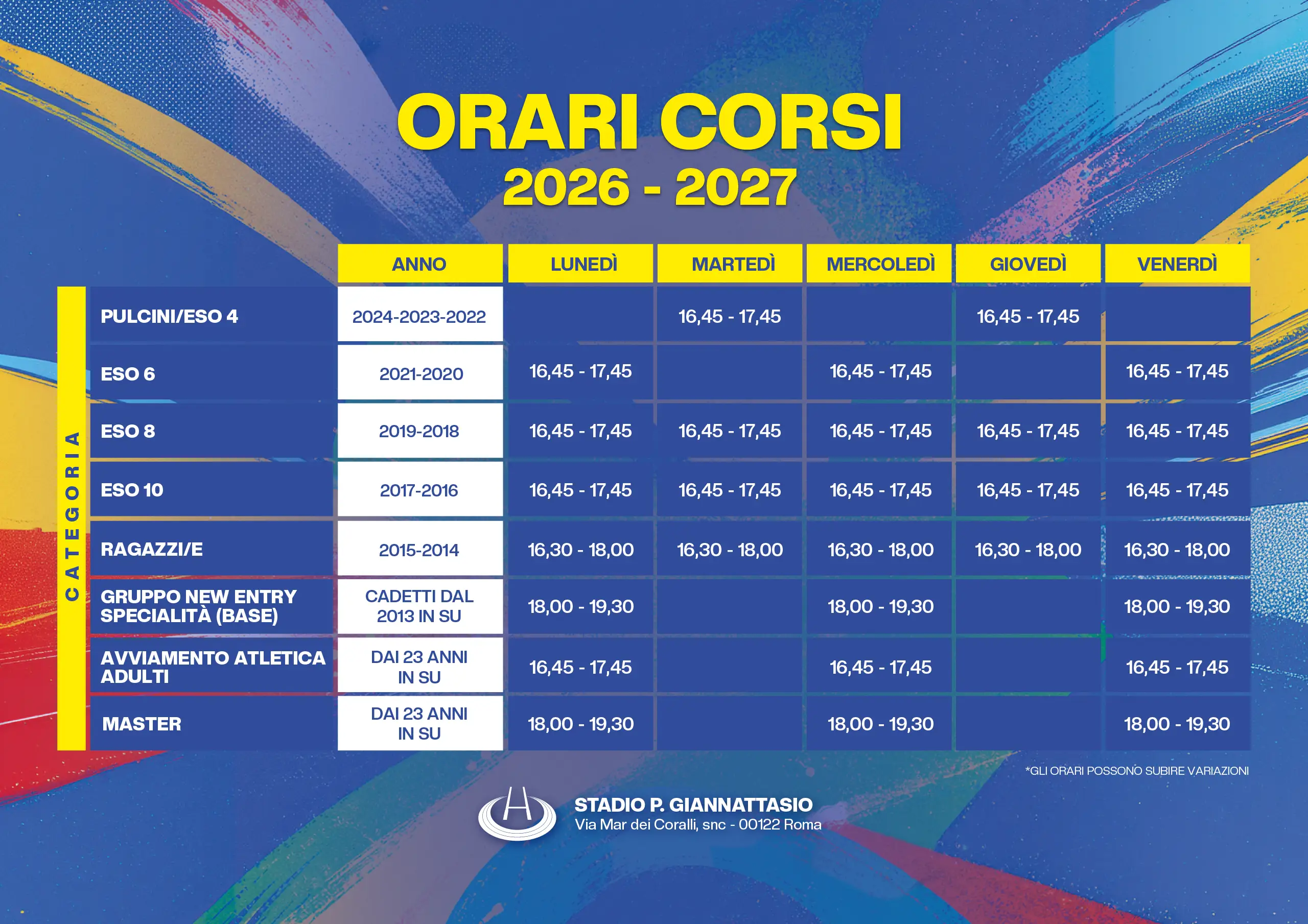 tabella orari nissolino ostia atletica tabella orari nissolino ostia atletica